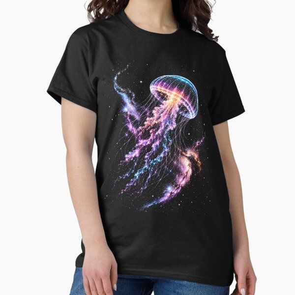 Glowing Celestial Jellyfish Galaxy Diving Space Galaxy Night Sky