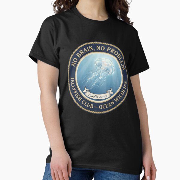 No Brain No Problem Jellyfish Humor Badge