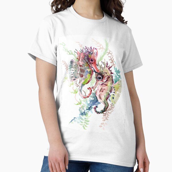 Seahorse, soft Coral Pink Gray artwork