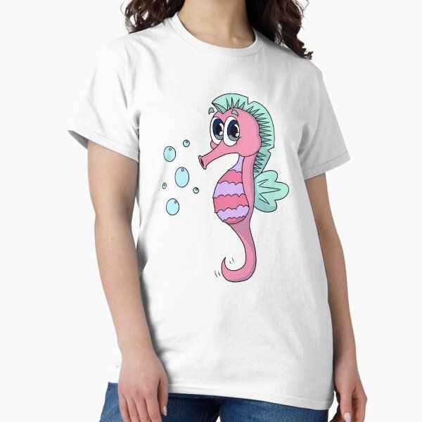 Cute Kawaii Pink Seahorse with big blue eyes - Aadorable Ocean Cozy Criiter