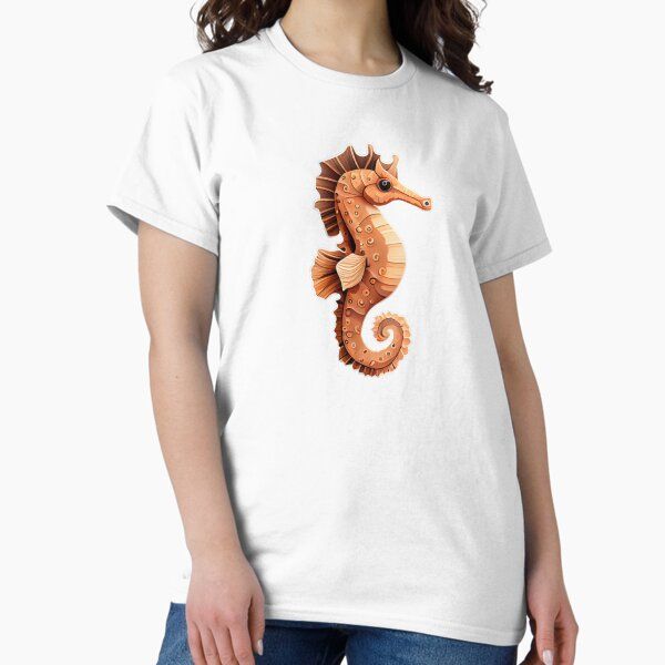 Cute beautiful cartoon seahorse