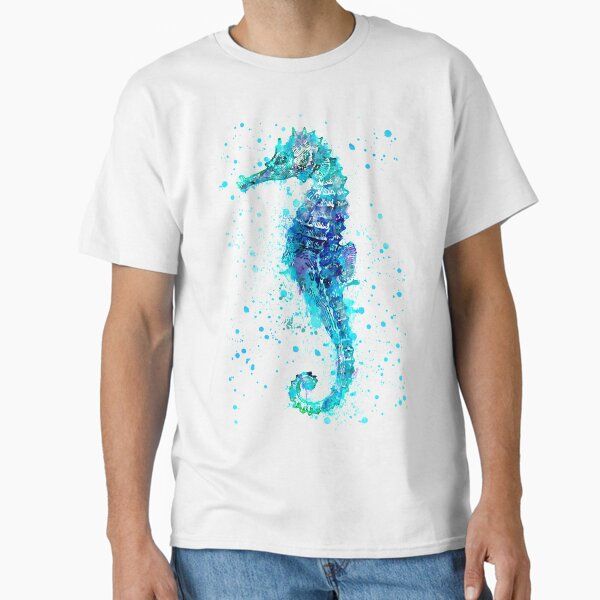 Blue Watercolor Seahorse