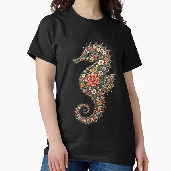 Colorful Floral Seahorse | Ocean Floral Art Collection